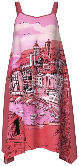 Ulla Popken 847481 Mintás ruha Piros - Mini ruhák - Plus size miniruhák nőknek