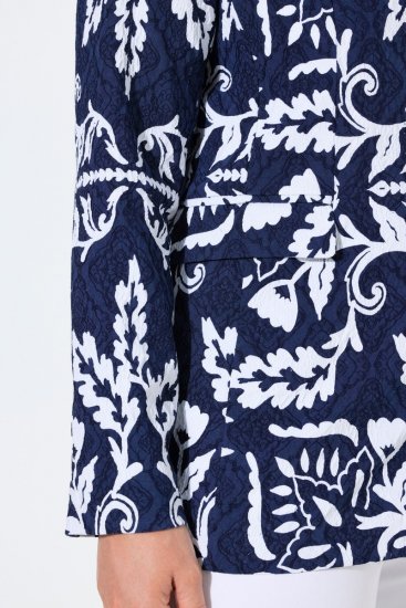 Ulla Popken 847586 Virágmintás jacquard blézer Sötétkék - Blézerek - Blézerek plus size méretben nőknek