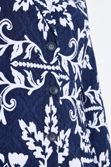 Ulla Popken 847586 Virágmintás jacquard blézer Sötétkék - Blézerek - Blézerek plus size méretben nőknek
