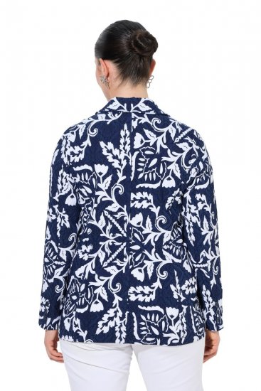 Ulla Popken 847586 Virágmintás jacquard blézer Sötétkék - Blézerek - Blézerek plus size méretben nőknek