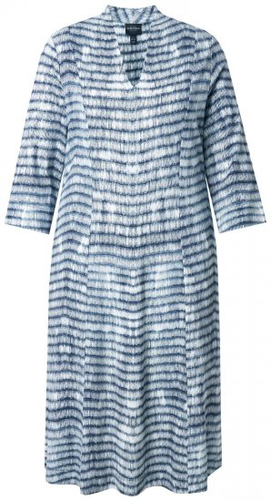 Ulla Popken 847643 Csíkos jersey ruha Sötétkék - Jersey ruhák - 