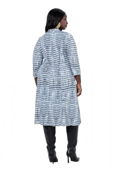 Ulla Popken 847643 Csíkos jersey ruha Sötétkék - Jersey ruhák - 