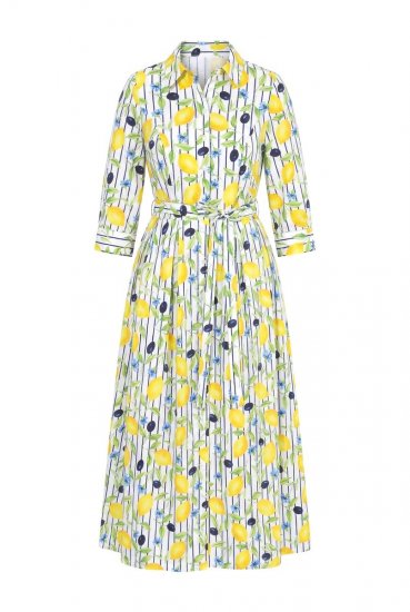Ulla Popken 848081 Csíkos ingruha Fehér - Maxi ruhák - Női plus size maxiruhák