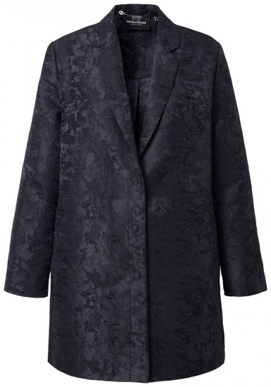 Ulla Popken 848099 Virágos jacquard blézer rejtett gombolással Fekete - Blézerek - Blézerek plus size méretben nőknek