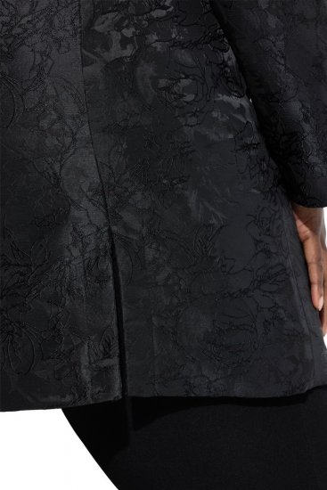 Ulla Popken 848099 Virágos jacquard blézer rejtett gombolással Fekete - Blézerek - Blézerek plus size méretben nőknek
