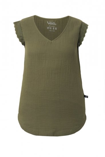 Ulla Popken 848131 Pizsama csipkével Olívazöld - Pizsama/Loungewear - 