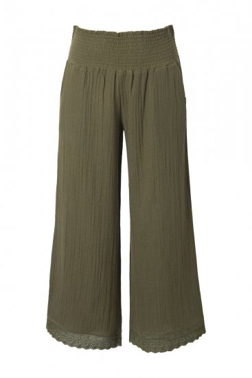Ulla Popken 848131 Pizsama csipkével Olívazöld - Pizsama/Loungewear - 