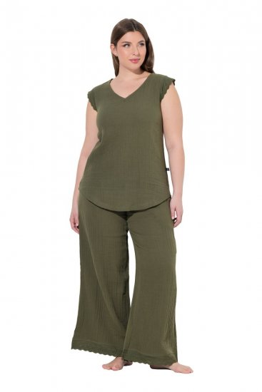 Ulla Popken 848131 Pizsama csipkével Olívazöld - Pizsama/Loungewear - 