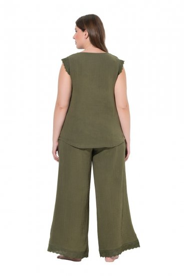 Ulla Popken 848131 Pizsama csipkével Olívazöld - Pizsama/Loungewear - 