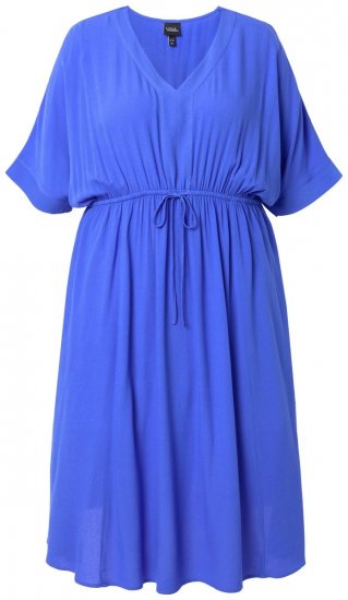 Ulla Popken 848224 Rövid ujjú maxiruha V-nyakkal Kék - Maxi ruhák - Női plus size maxiruhák