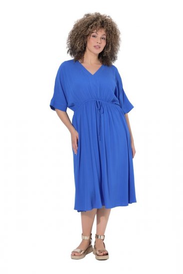 Ulla Popken 848224 Rövid ujjú maxiruha V-nyakkal Kék - Maxi ruhák - Női plus size maxiruhák