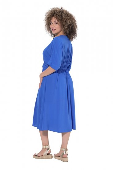 Ulla Popken 848224 Rövid ujjú maxiruha V-nyakkal Kék - Maxi ruhák - Női plus size maxiruhák