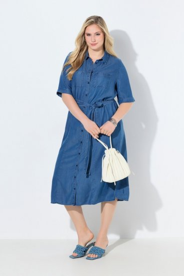 Ulla Popken 848491 Ingruha Denimkék - Midi ruhák - Női midiruhák nagy méretben