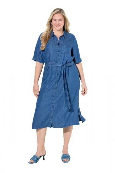 Ulla Popken 848491 Ingruha Denimkék - Midi ruhák - Női midiruhák nagy méretben