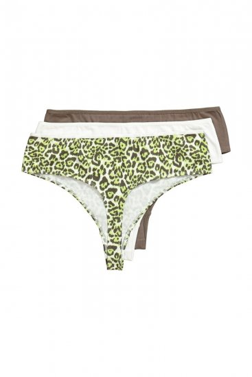 Ulla Popken 848826 Állatmintás tangák 3 db Taupe - Alsók - 
