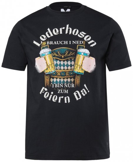 Men+ 410 Póló Lederhosn Fekete - Pólók - Nagyméretű pólók - 2XL-14XL