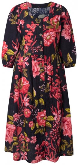 Ulla Popken 849593 Virágos ingruha Sötétkék - Maxi ruhák - Női plus size maxiruhák