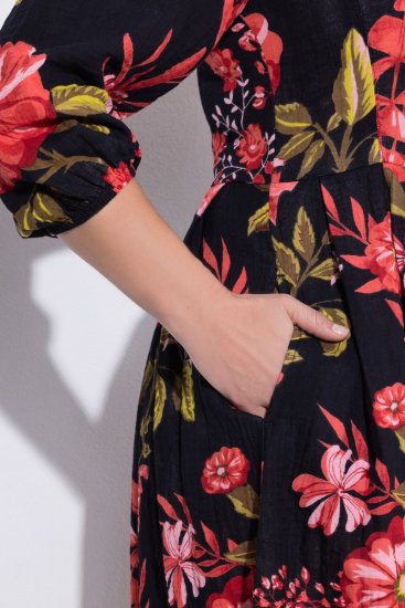 Ulla Popken 849593 Virágos ingruha Sötétkék - Maxi ruhák - Női plus size maxiruhák