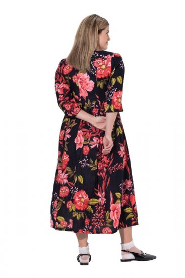 Ulla Popken 849593 Virágos ingruha Sötétkék - Maxi ruhák - Női plus size maxiruhák