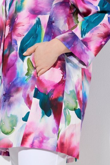 Ulla Popken 849728 Virágos lenkeverék blézer Fehér - Blézerek - Blézerek plus size méretben nőknek
