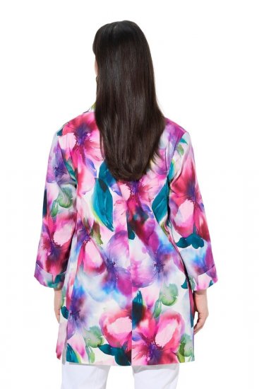 Ulla Popken 849728 Virágos lenkeverék blézer Fehér - Blézerek - Blézerek plus size méretben nőknek