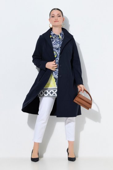 Ulla Popken 849803 Magas gallérú sztreccs kabát Sötétkék - Kabátok - Női plus size kabátok
