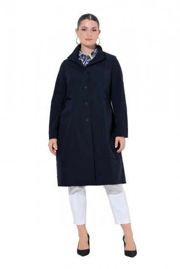 Ulla Popken 849803 Magas gallérú sztreccs kabát Sötétkék - Kabátok - Női plus size kabátok