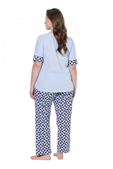 Ulla Popken 849850 Kockás pizsama Világoskék - Pizsama/Loungewear - 