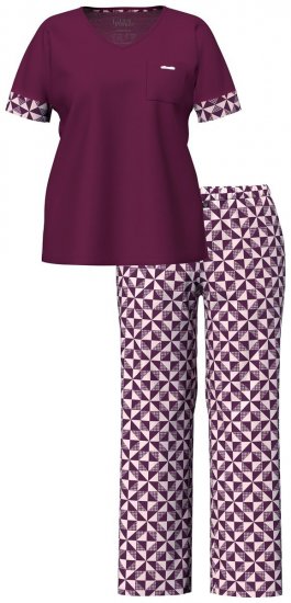 Ulla Popken 849850 Kockás pizsama Bogyópiros - Pizsama/Loungewear - 