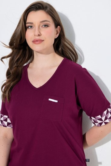 Ulla Popken 849850 Kockás pizsama Bogyópiros - Pizsama/Loungewear - 