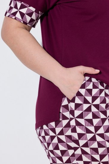 Ulla Popken 849850 Kockás pizsama Bogyópiros - Pizsama/Loungewear - 