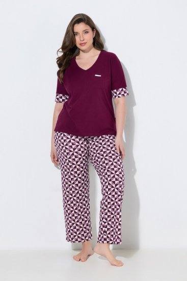 Ulla Popken 849850 Kockás pizsama Bogyópiros - Pizsama/Loungewear - 