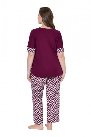 Ulla Popken 849850 Kockás pizsama Bogyópiros - Pizsama/Loungewear - 
