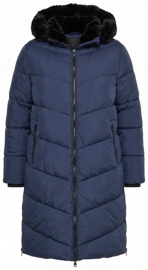 Ulla Popken 850041 Steppelt kabát Sötétkék - Kabátok - Női plus size kabátok