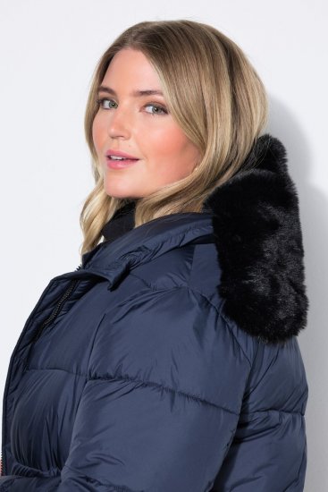 Ulla Popken 850041 Steppelt kabát Sötétkék - Kabátok - Női plus size kabátok