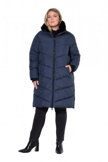 Ulla Popken 850041 Steppelt kabát Sötétkék - Kabátok - Női plus size kabátok
