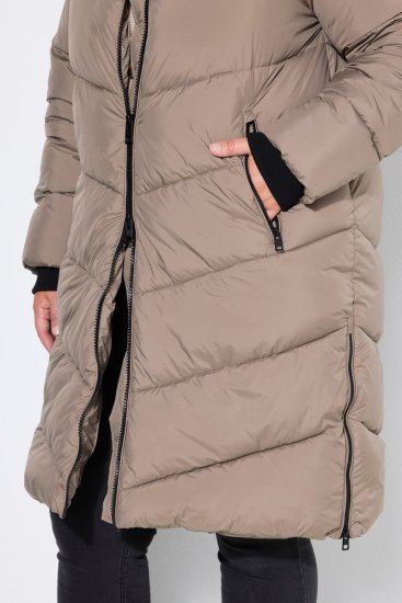 Ulla Popken 850041 Steppelt kabát Taupe - Kabátok - Női plus size kabátok