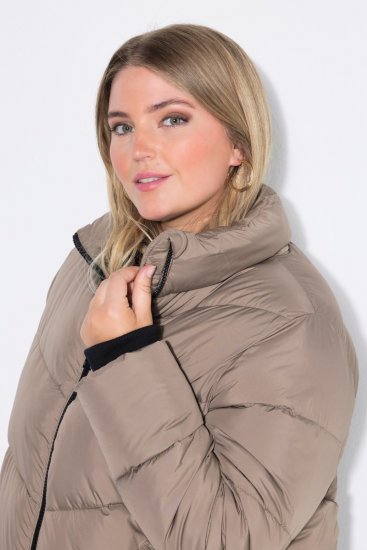 Ulla Popken 850041 Steppelt kabát Taupe - Kabátok - Női plus size kabátok