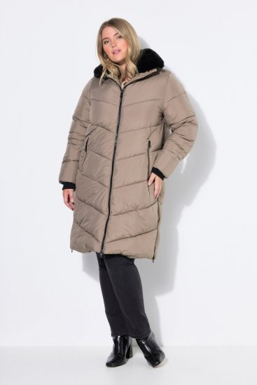 Ulla Popken 850041 Steppelt kabát Taupe - Kabátok - Női plus size kabátok