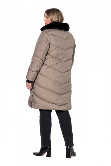 Ulla Popken 850041 Steppelt kabát Taupe - Kabátok - Női plus size kabátok