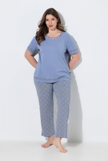 Ulla Popken 850045 Rövid ujjú pizsama Világoskék - Pizsama/Loungewear - 