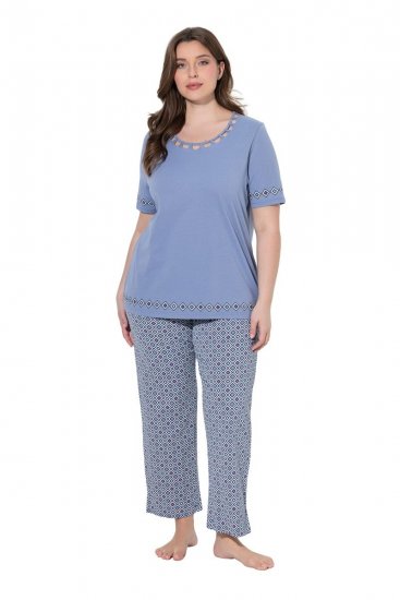 Ulla Popken 850045 Rövid ujjú pizsama Világoskék - Pizsama/Loungewear - 