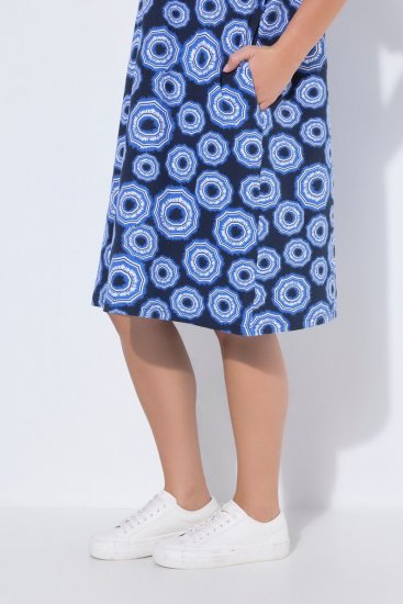 Ulla Popken 850121 Rövid ujjú jersey ruha V-nyakkal Kék - Jersey ruhák - 