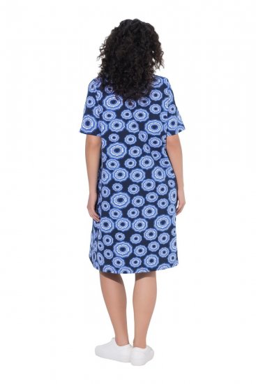 Ulla Popken 850121 Rövid ujjú jersey ruha V-nyakkal Kék - Jersey ruhák - 