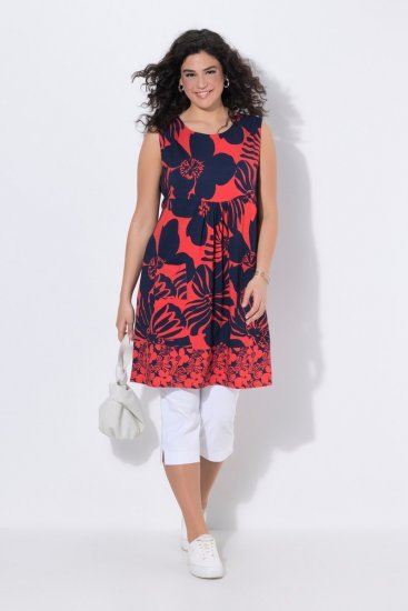Ulla Popken 850175 Mintás jersey ruha Korall - Jersey ruhák - 
