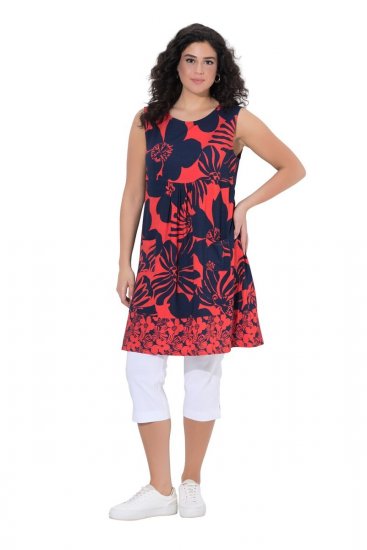 Ulla Popken 850175 Mintás jersey ruha Korall - Jersey ruhák - 