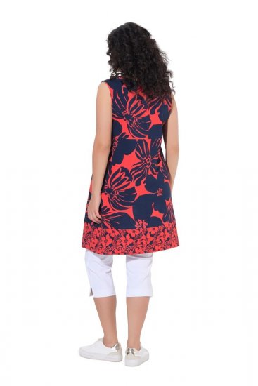 Ulla Popken 850175 Mintás jersey ruha Korall - Jersey ruhák - 