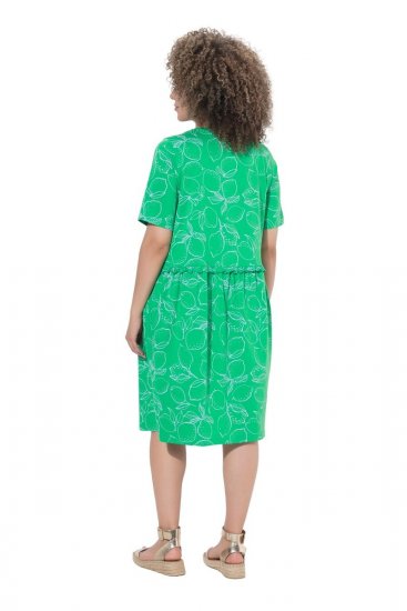 Ulla Popken 850204 Rövid ujjú jersey ruha V-nyakkal Zöld - Jersey ruhák - 
