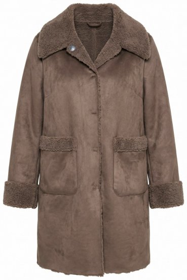 Ulla Popken 850251 Teddy kabát Világosbarna - Kabátok - Női plus size kabátok