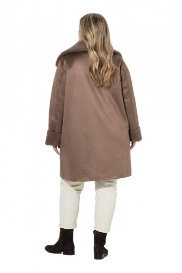 Ulla Popken 850251 Teddy kabát Világosbarna - Kabátok - Női plus size kabátok
